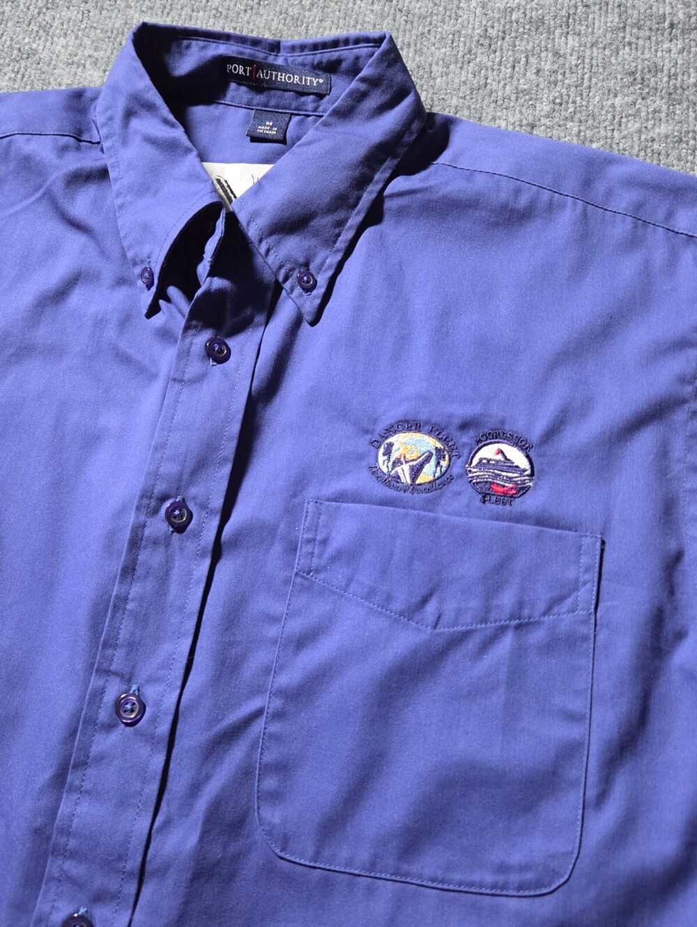 Port Authority Men's Dancer Patched Shirt Medium Blue Long - Picture 3 of 12